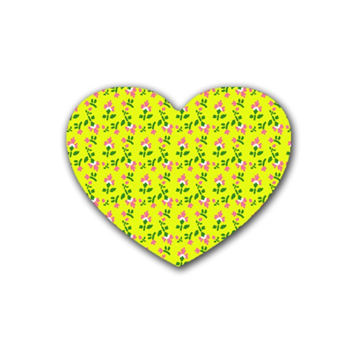 Carnation Pattern Yellow Heart Coaster (4 pack) 