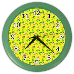 Carnation Pattern Yellow Color Wall Clock by snowwhitegirl