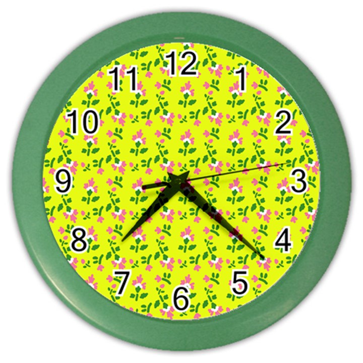 Carnation Pattern Yellow Color Wall Clock