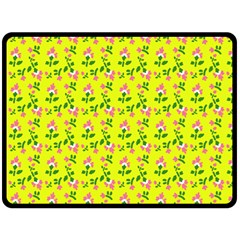 Carnation Pattern Yellow Fleece Blanket (large)  by snowwhitegirl