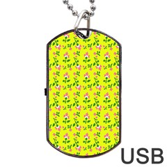 Carnation Pattern Yellow Dog Tag Usb Flash (two Sides) by snowwhitegirl