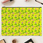 Carnation Pattern Yellow Cosmetic Bag (XXXL) Front