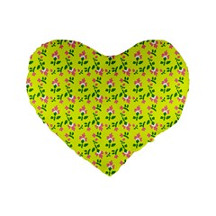 Carnation Pattern Yellow Standard 16  Premium Heart Shape Cushions by snowwhitegirl