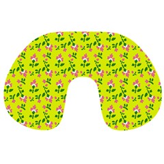 Carnation Pattern Yellow Travel Neck Pillow by snowwhitegirl