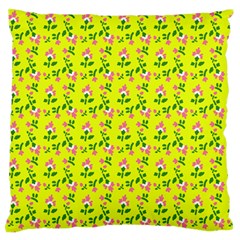 Carnation Pattern Yellow Large Flano Cushion Case (one Side) by snowwhitegirl