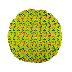 Carnation Pattern Yellow Standard 15  Premium Flano Round Cushions by snowwhitegirl