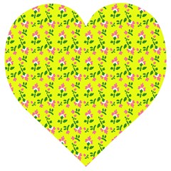 Carnation Pattern Yellow Wooden Puzzle Heart