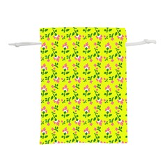 Carnation Pattern Yellow Lightweight Drawstring Pouch (m)