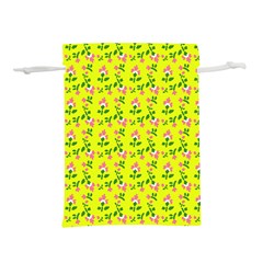 Carnation Pattern Yellow Lightweight Drawstring Pouch (l) by snowwhitegirl