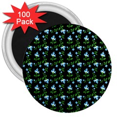 Carnation Pattern Black 3  Magnets (100 Pack) by snowwhitegirl