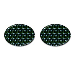 Carnation Pattern Black Cufflinks (oval) by snowwhitegirl