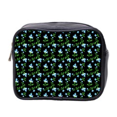 Carnation Pattern Black Mini Toiletries Bag (two Sides) by snowwhitegirl