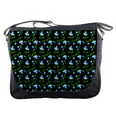 Carnation Pattern Black Messenger Bag by snowwhitegirl