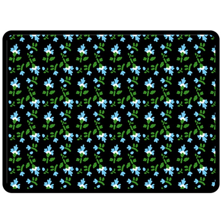 Carnation Pattern Black Double Sided Fleece Blanket (Large) 