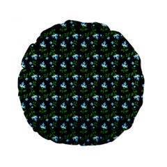 Carnation Pattern Black Standard 15  Premium Flano Round Cushions by snowwhitegirl