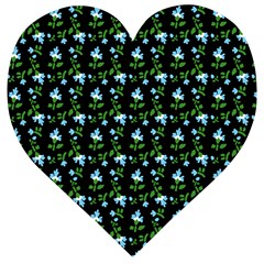 Carnation Pattern Black Wooden Puzzle Heart by snowwhitegirl