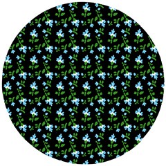 Carnation Pattern Black Wooden Puzzle Round