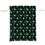 Carnation Pattern Black  Lightweight Drawstring Pouch (XL) Front