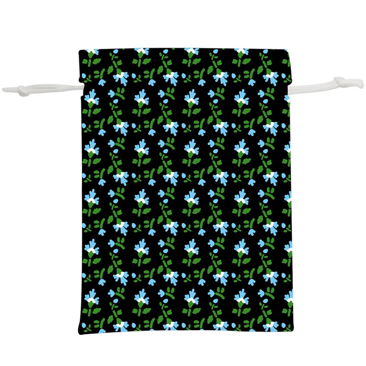 Carnation Pattern Black  Lightweight Drawstring Pouch (XL)