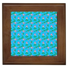 Carnation Pattern Blue Framed Tile by snowwhitegirl