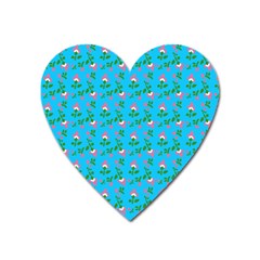 Carnation Pattern Blue Heart Magnet by snowwhitegirl