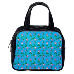 Carnation Pattern Blue Classic Handbag (one Side) by snowwhitegirl