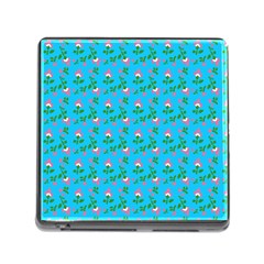 Carnation Pattern Blue Memory Card Reader (square 5 Slot) by snowwhitegirl