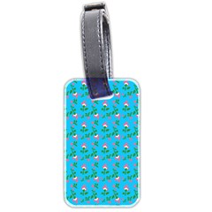 Carnation Pattern Blue Luggage Tag (two Sides) by snowwhitegirl