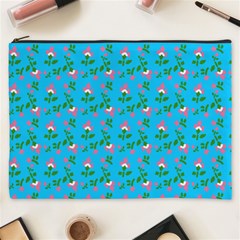 Carnation Pattern Blue Cosmetic Bag (xxxl) by snowwhitegirl