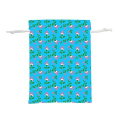 Carnation Pattern Blue Lightweight Drawstring Pouch (m)