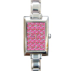 Carnation Pattern Pink Rectangle Italian Charm Watch by snowwhitegirl