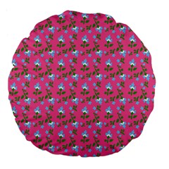 Carnation Pattern Pink Large 18  Premium Flano Round Cushions by snowwhitegirl