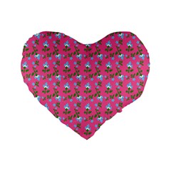 Carnation Pattern Pink Standard 16  Premium Flano Heart Shape Cushions by snowwhitegirl