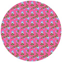 Carnation Pattern Pink Wooden Puzzle Round