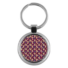 Angel Cherub Butterflies Magenta Key Chain (round) by snowwhitegirl