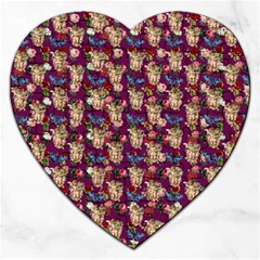 Angel Cherub Butterflies Magenta Jigsaw Puzzle (heart) by snowwhitegirl