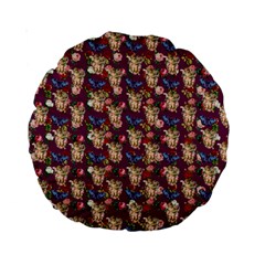 Angel Cherub Butterflies Magenta Standard 15  Premium Round Cushions by snowwhitegirl