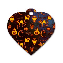 Funny Halloween Design Dog Tag Heart (two Sides) by FantasyWorld7