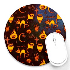 Funny Halloween Design Round Mousepads by FantasyWorld7