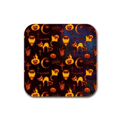 Funny Halloween Design Rubber Square Coaster (4 Pack)  by FantasyWorld7