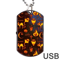 Funny Halloween Design Dog Tag Usb Flash (one Side) by FantasyWorld7