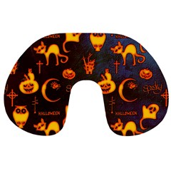 Funny Halloween Design Travel Neck Pillow by FantasyWorld7