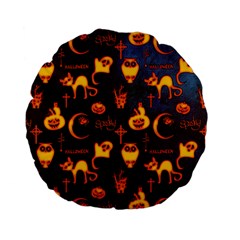 Funny Halloween Design Standard 15  Premium Flano Round Cushions by FantasyWorld7