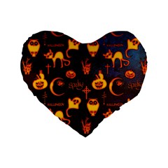 Funny Halloween Design Standard 16  Premium Flano Heart Shape Cushions by FantasyWorld7