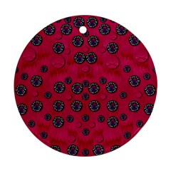 The Dark Moon Fell In Love With The Blood Moon Decorative Round Ornament (two Sides) by pepitasart