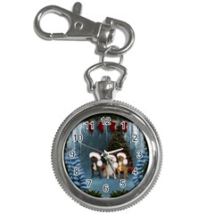 Christmas, Cute Dogs With Christmas Hat Key Chain Watches