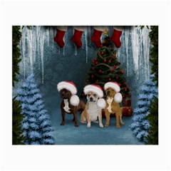 Christmas, Cute Dogs With Christmas Hat Small Glasses Cloth by FantasyWorld7