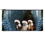 Christmas, Cute Dogs With Christmas Hat Pencil Cases Front