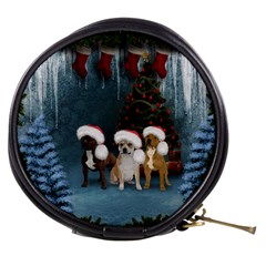 Christmas, Cute Dogs With Christmas Hat Mini Makeup Bag