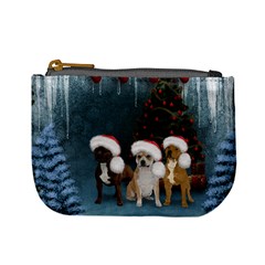 Christmas, Cute Dogs With Christmas Hat Mini Coin Purse by FantasyWorld7